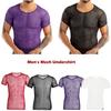 Men's Perspective Tights Short Sleeve T Shirt Mesh T-shirt See Through Clubwear Tank Vest Tops