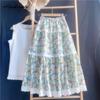 Летняя женская праздничная юбка Mori Girl с цветочным принтом и высокой талией, ажурная хлопковая элегантная милая юбка трапециевидной формы в стиле пэчворк