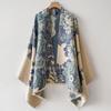 Women's Imitation Cashmere Warm Shawl Ethnic Style Cloak Fashionable Scarves Floral Print Coldproof and Windproof Scraf