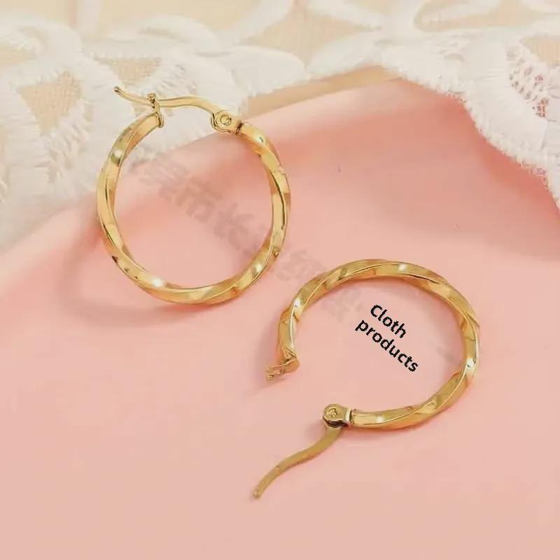 Серьги из титановой стали с геометрической огранкой в европейском и американском стиле, 30 мм