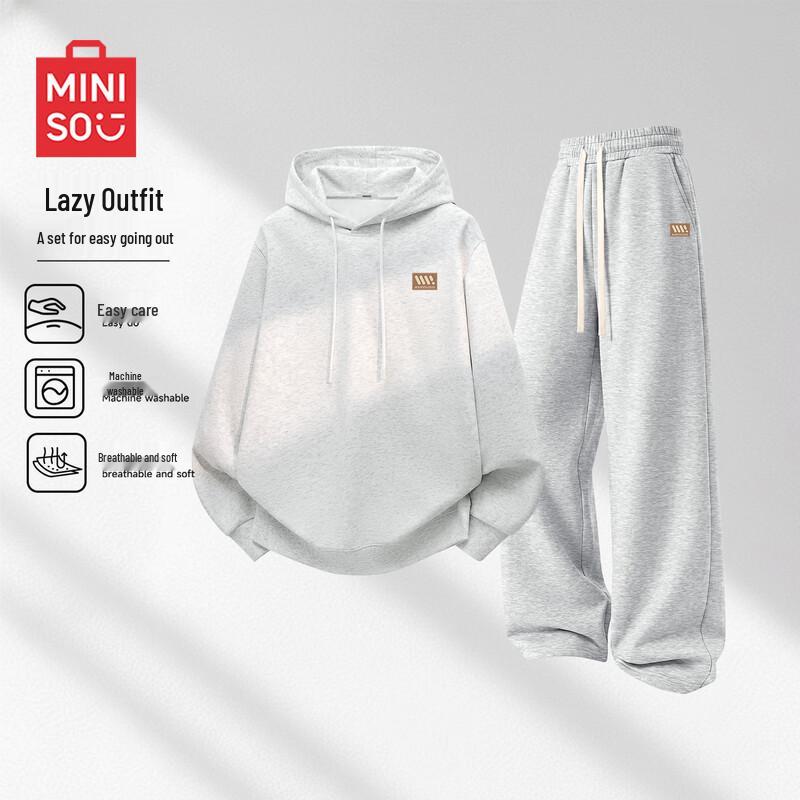 MINISO Мужской комплект: флисовая толстовка с капюшоном и брюки прямого кроя