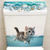 Милая кошка, плавающая в воде, наклейка на унитаз, водостойкая, самоклеящаяся, нетоксичная, виниловая наклейка, безопасная для детей, декор для ванной комнаты