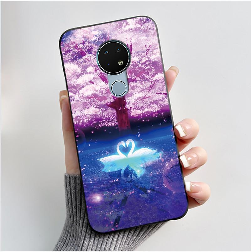 Милый Чехол Для Nokia 6.2 / Nokia 7.2 Fundas Capa Печатный Корпус Защитная Крышка Мягкий Силикон Мультяшный Черный Корпус Coque