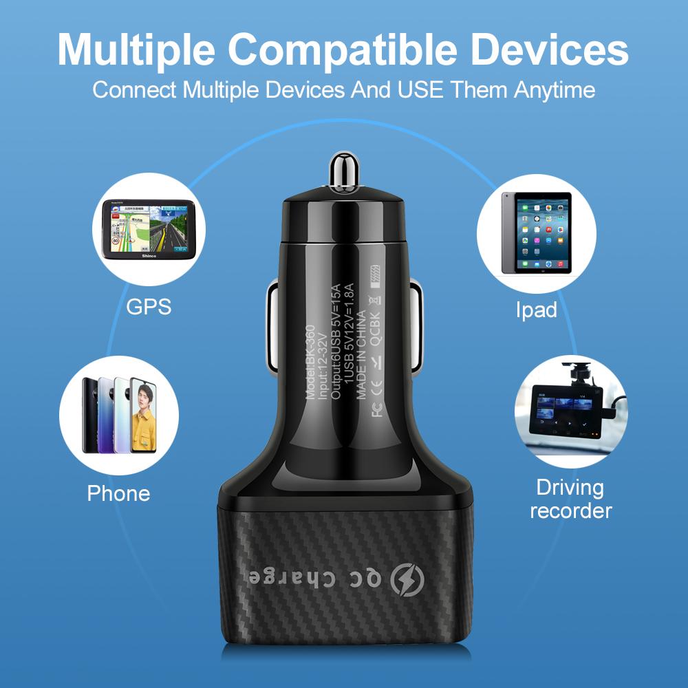 15a Автомобильное зарядное устройство USB Quick Charge 3.0 Универсальный адаптер питания для быстрой зарядки для телефонов Samsung S21 Huawei 6 портов USB Автомобильное зарядное устройство