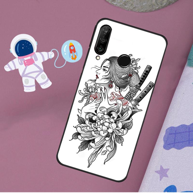 Чехол Samurai Warrior Geisha для Huawei Nova 5T 9 10 SE 7i 8i 11i 12i Y60 Y61 Y70 Y72 Y73 Y90 Y91 P20 P40 P30 Lite