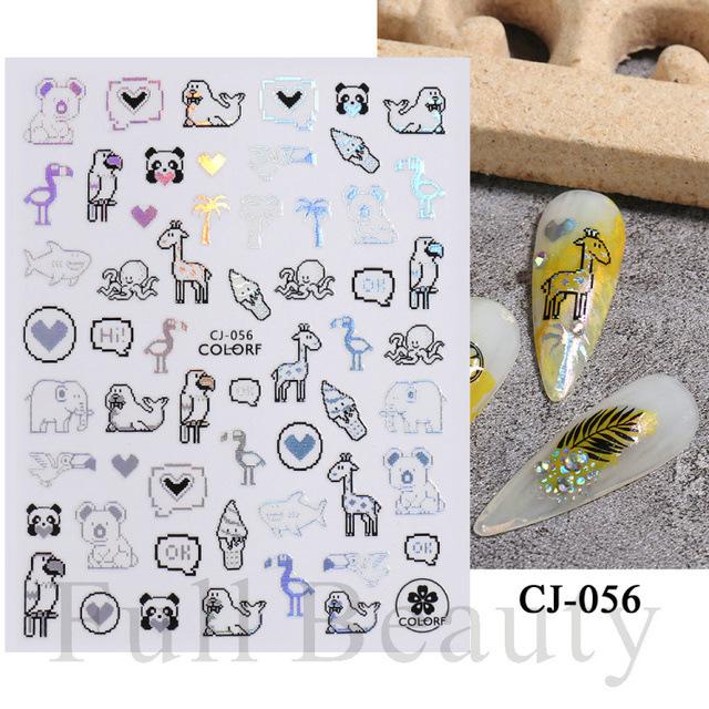 Water Transfer Nail Art Laser Ice Cream Summer 3D Sticker Ocean Manicure Decal Fashion