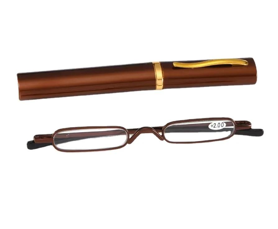 Ultra Light Reading Glasses High-definition Spring Frame Presbyopia Earwear Fashion Mini Pen Holder Portable with Glasses Case