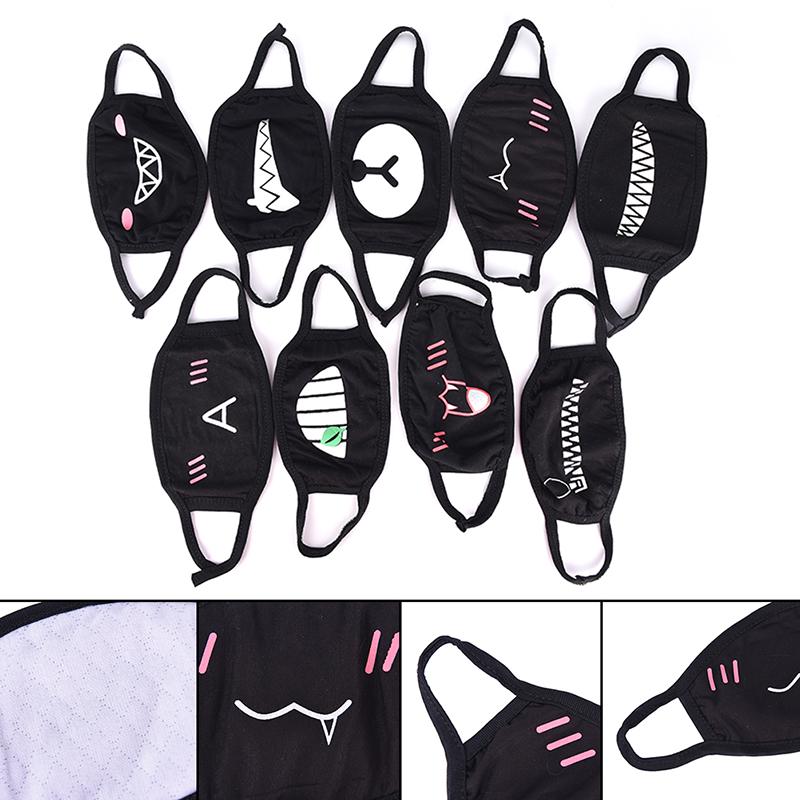 1шт унисекс мультфильм смешные зубы рот черная трехслойная хлопковая полумаска для лица