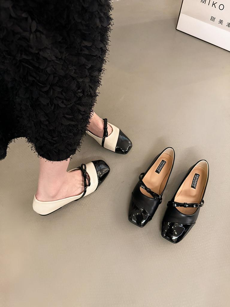 Французский дизайн, черные туфли с квадратной головкой, женские туфли, новинка 2025 года, весна-осень, ретро, вечерние туфли для поездок на работу