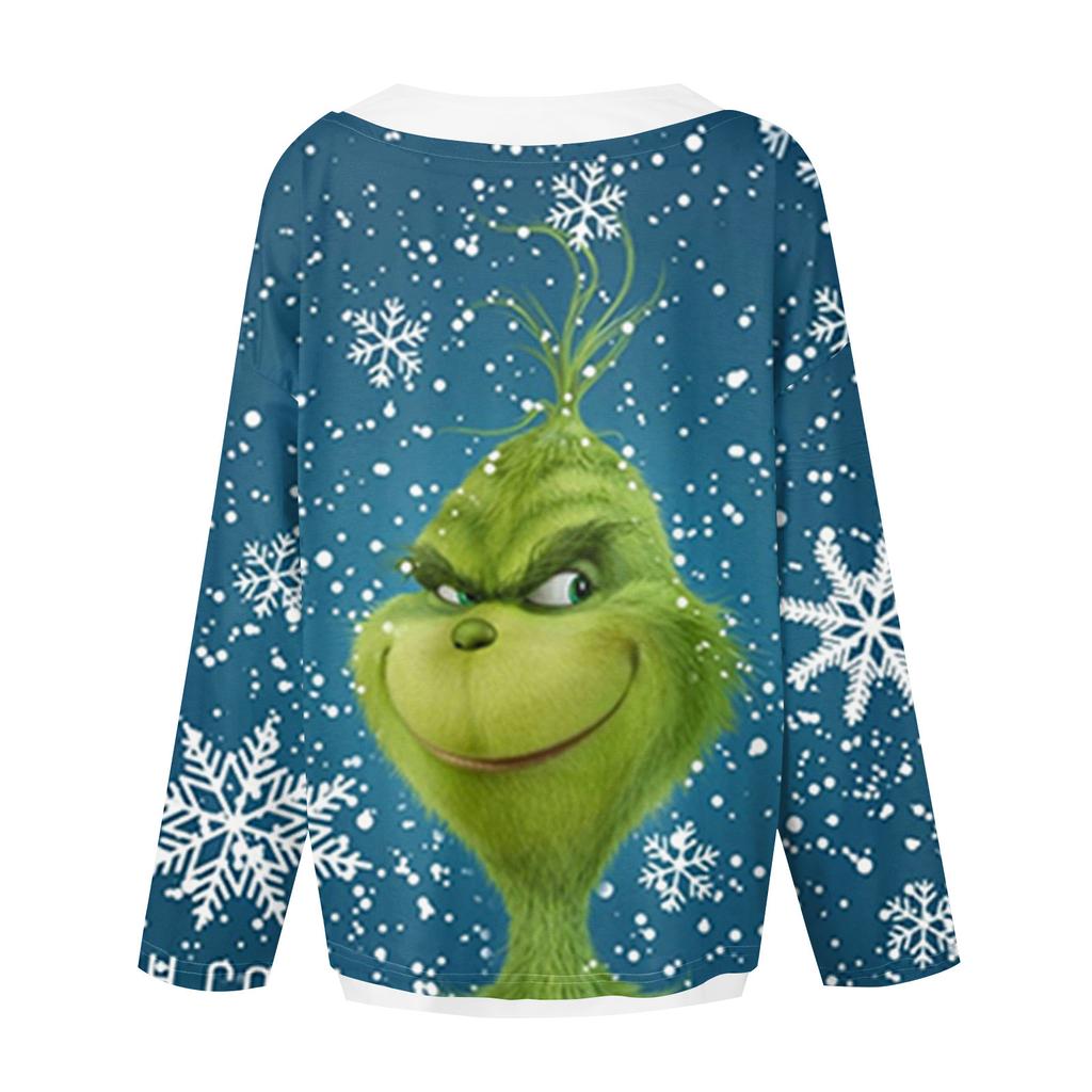 Women's Casual Fashion Vintage Printed Long Sleeve O-Neck Sweatshirt Layer Pullover Top