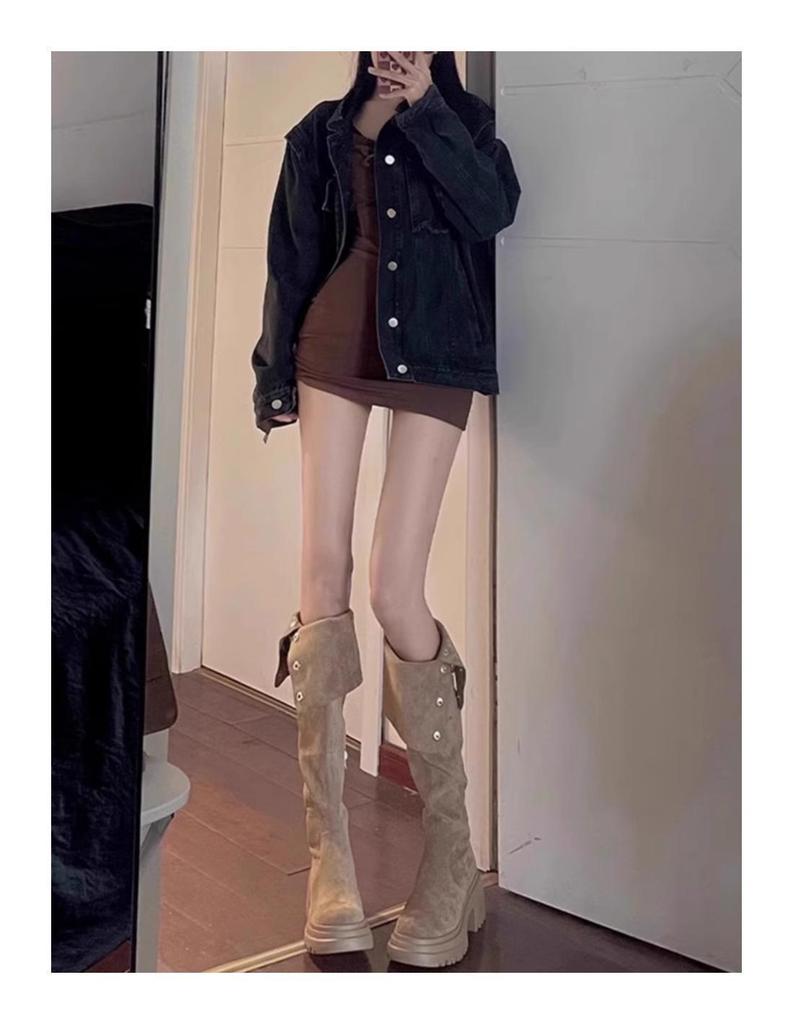 Women's Brown Over-the-Knee High-Heeled Boots: Versatile Slimming Knight Style for Autumn/Winter 2025