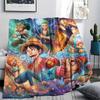 One Piece Luffy Flannel Blanket Comfortable Warm Style Print for Sofa Bed Chair Picnic Home Travel.-TING
