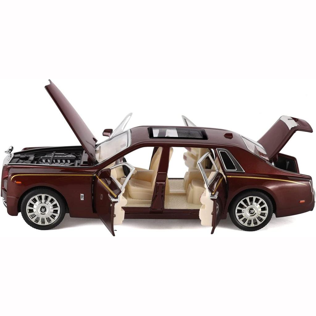 Игрушечный автомобиль Rolls-Royce Phantom 1/24, литая металлическая модель автомобиля для детей 3, 4, 5, 6, 7 лет, со звуковой подсветкой, классический дизайн двери автомобиля, логотип автомобиля можно сложить