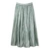 Skirt High Waist Long Skirt with Elastic Waistband Solid Color Glossy Chiffon Satin Skirt