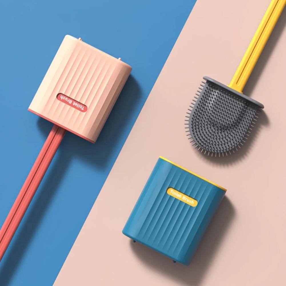 Силиконовая туалетная щетка Gap Brush с держателем Плоская головка Мягкая щетина Чистящие щетки с быстросохнущим кронштейном Инструмент для ванной комнаты