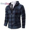 Cozy Up Мужской свитер, пальто, осень-зима, толстый, теплый, с капюшоном, клетчатый шерстяной свитер, кардиган, флисовое пальто на молнии, мужское пальто