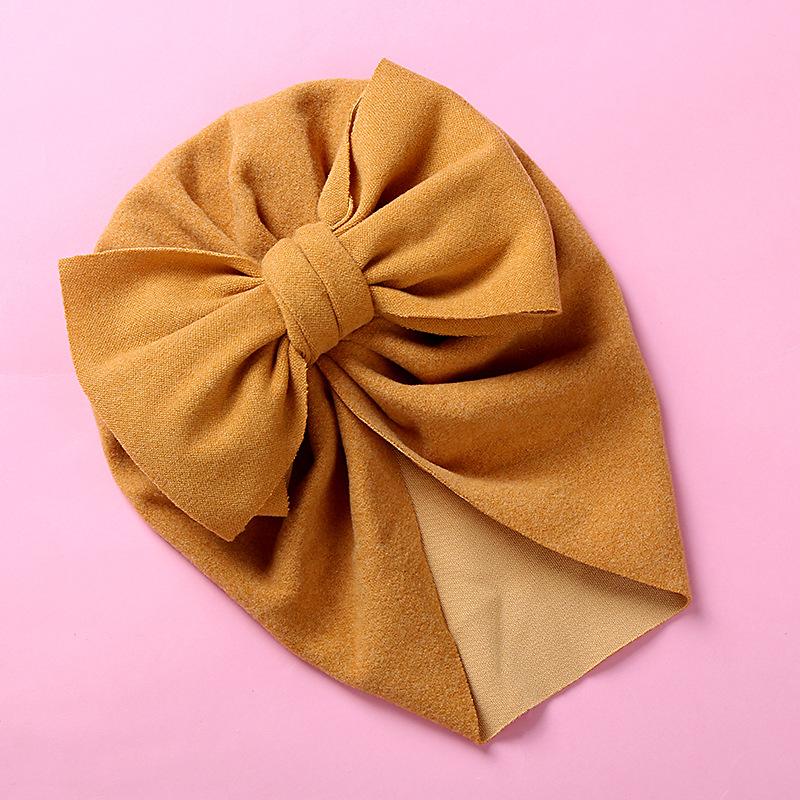 Новая однотонная детская шапка-тюрбан с большим бантом, милая шапочка для младенца, эластичная повязка на голову-бандана для новорожденных, головной платок, шапочка, детские аксессуары для волос
