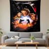 A Collage of Star Wars Characters with a Lightsaber Duel At the Center. Patterned Tapestry for Bedroom and Living Room Home Decor