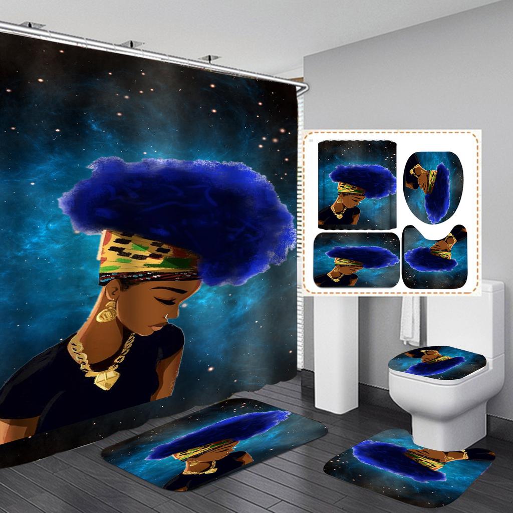 С Рождеством Ванная Комната 4 Шт. Набор Снеговик Санта-Клаус Узор Водонепроницаемая Занавеска Для Душа Коврик Для Унитаза Нескользящий Коврик Домашний Декор