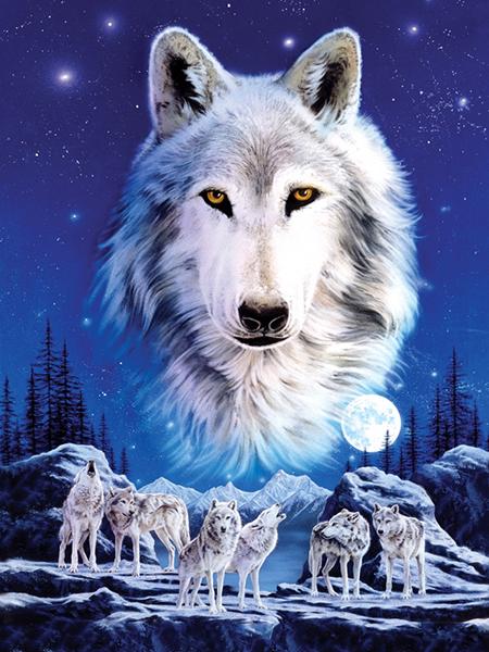 Diy 5d полная алмазная живопись, вышивка животных, квадратная круглая дрель, лес, лунный свет, волк, мозаика, украшение для мебели, подарок для хобби