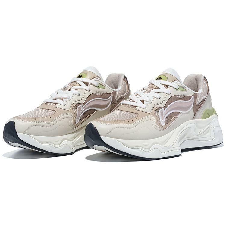 Li-Ning 1990 Лава Нескользящие Износостойкие Низкие Спортивные Повседневные Кроссовки Женские Белые Коричневые ALJT016-3