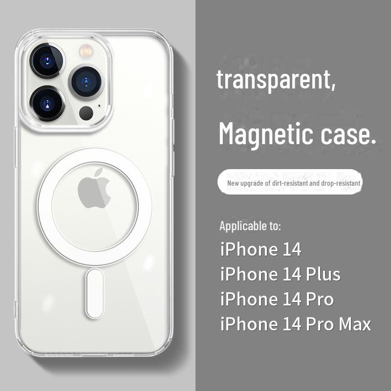 Совместим с iPhone 13/14 Pro Max, 12, 15 Plus Прозрачный магнитный беспроводной чехол MagSafe