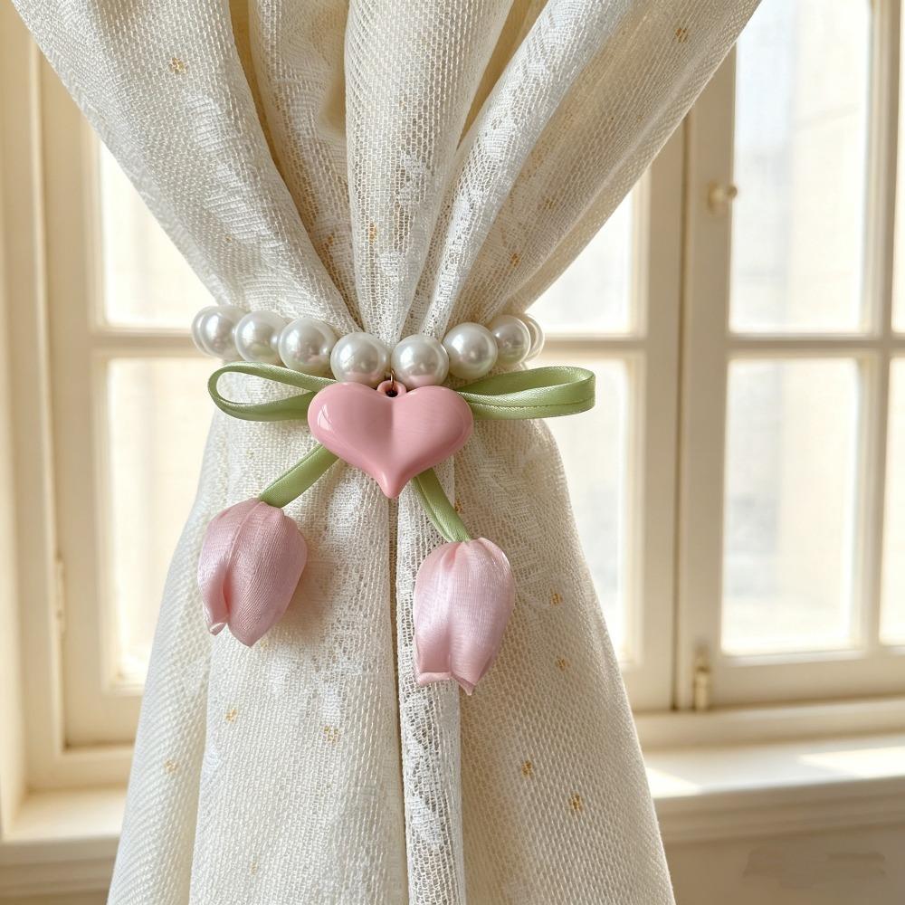 Adjustable Tulip Gauze Curtain Tie Decorative Curtain Tie Rope Flowers Curtain Straps Beautifully Heart Curtain Binding