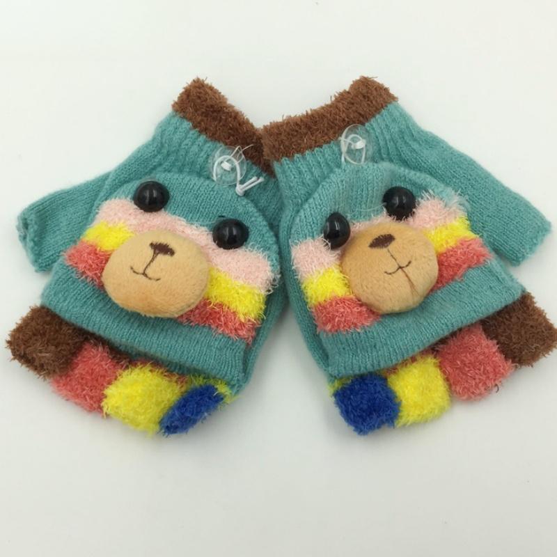 Осень-зима, детские перчатки с пятью пальцами, варежки на половину пальцев для мальчиков, детские вязаные варежки, милые теплые флип-перчатки с героями мультфильмов