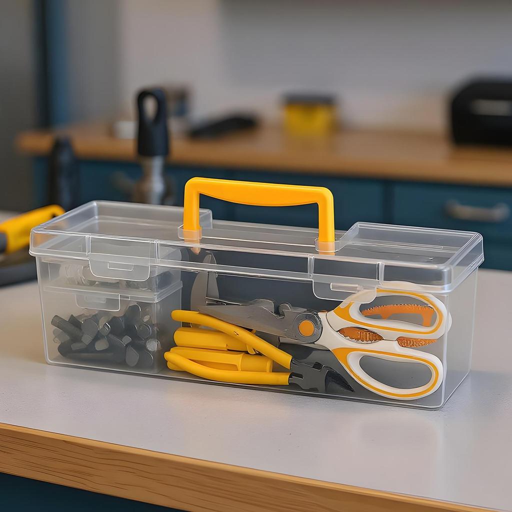 Hardware Organizer Box Fastener Organizer Clear Divided Case for Work Nuts Bolts Electronics Terminal Marker Ratchet Mechanic