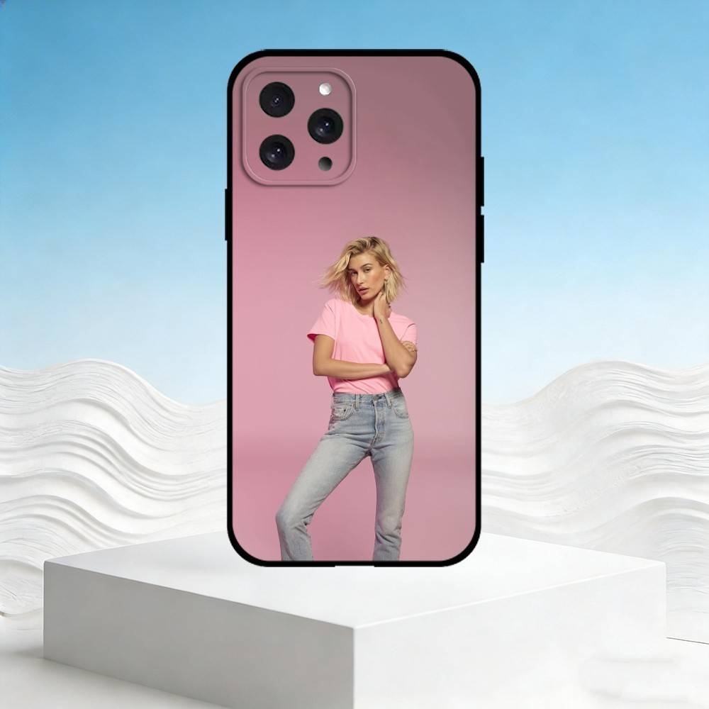 Чехол для телефона H-Hailey Bieber для iPhone 17,16,15,14,13,12,11 Plus,Pro Max,SE4Мягкий силиконовый черный чехол