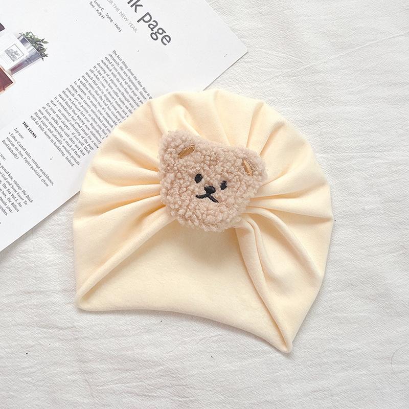 Детский тюрбан с милым мультяшным 3D медвежонком, шапочка для новорожденных мальчиков и девочек, милые весенне-летние хлопковые банданы для малышей, детские вещи