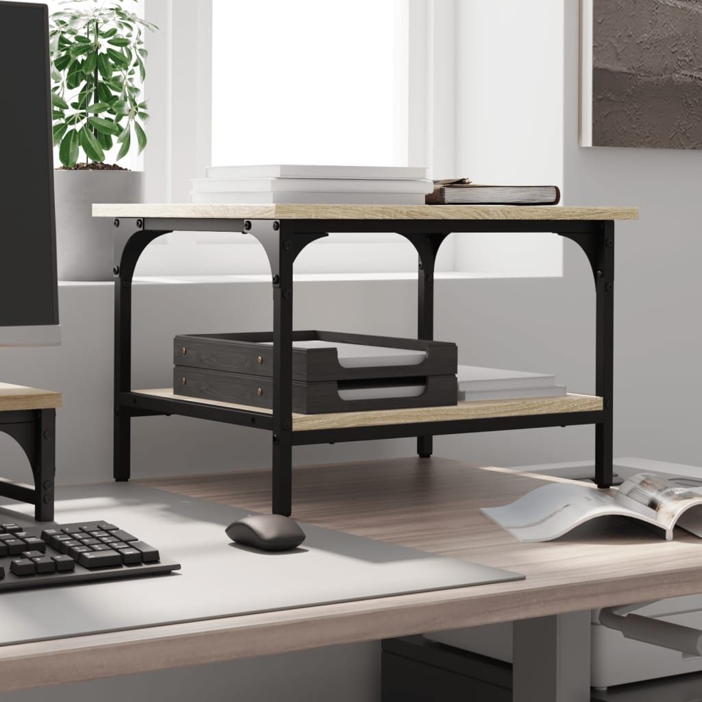 Printer Stand with 2 Shelves Sonoma Oak Finish 50 x 40 x 38 cm