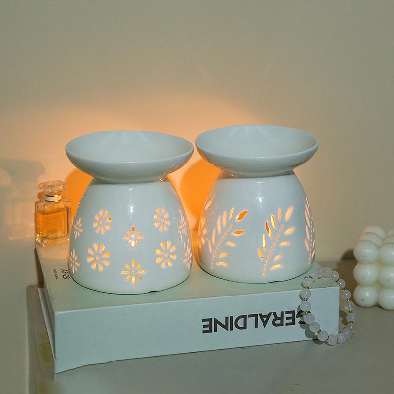 Белая керамическая курильница для благовоний, свечей, эфирных масел, ароматерапевтический диффузор, полый нагревательный прибор, украшение для дома, Ближний Восток