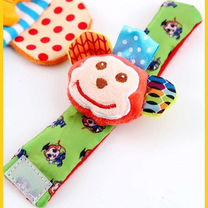 4 шт./компл. Спутник Просветления для Роста Младенца Souptoys Детские игрушки Дизайн мультяшных животных Животные носки-погремушки на запястье Высокое качество