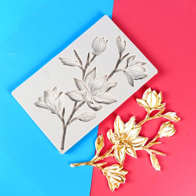 Силиконовая форма для украшения торта «Цветок магнолии», ручная работа, поделки из смолы, шоколадная помадка, глиняные формы для мыла, аксессуары для выпечки