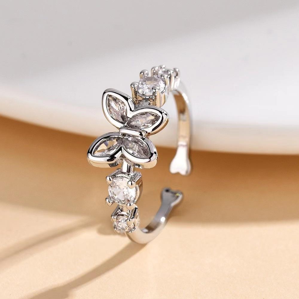 Кольцо из серебра 925 пробы Сердце AAA Циркон Открытое регулируемое Помолвочное Для женщин Свадебные Модные украшения Подарки для вечеринок