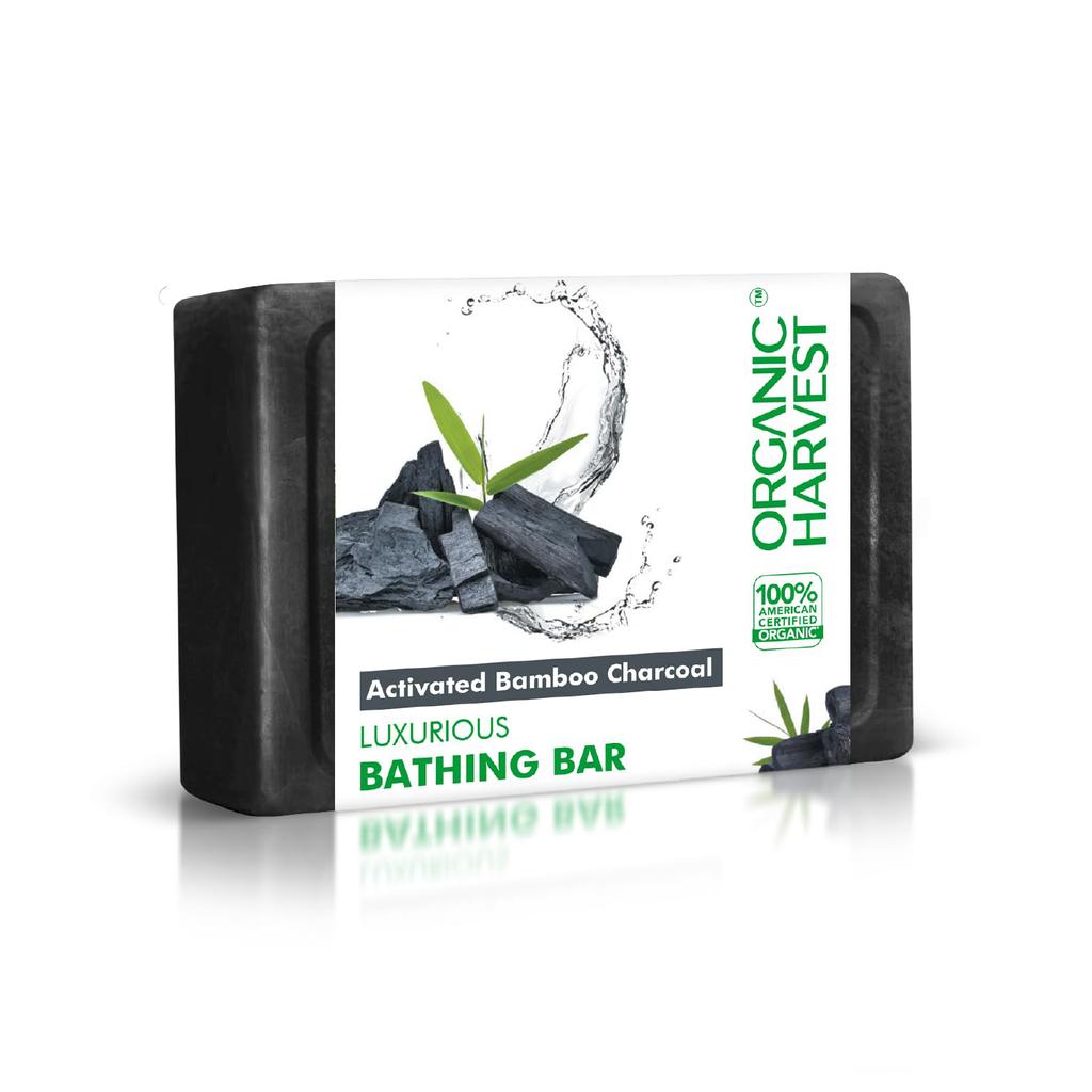 Bath Soap Activated Bamboo Charcoal (125 G), Activated Bamboo Charcoal Luxurious Bathing Bar, Organic Harvest