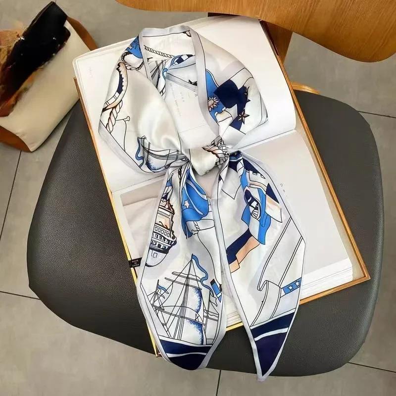 Luxury Design Zebra In Flowers Women Scarf Luxury Silk Scarf Fashion Hair Headband Foulard Skinny Bag Scarves Neckerchief Lady