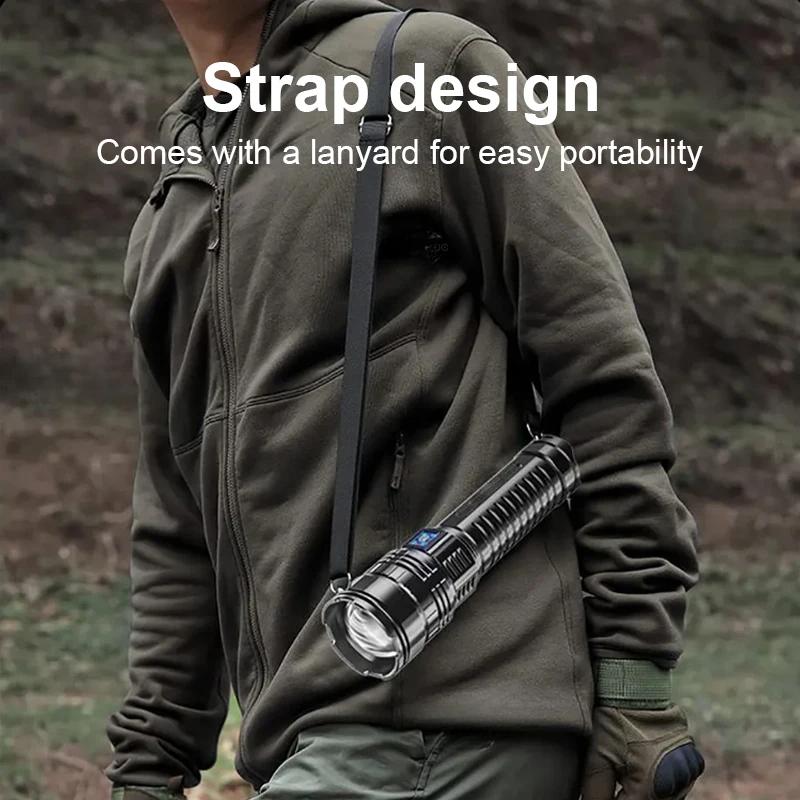 Фонарик большой емкости 15000 мАч, перезаряжаемые светодиодные фонарики высокой мощности, фонарик с зумом, дальнобойный 3000 м, COB-подсветка