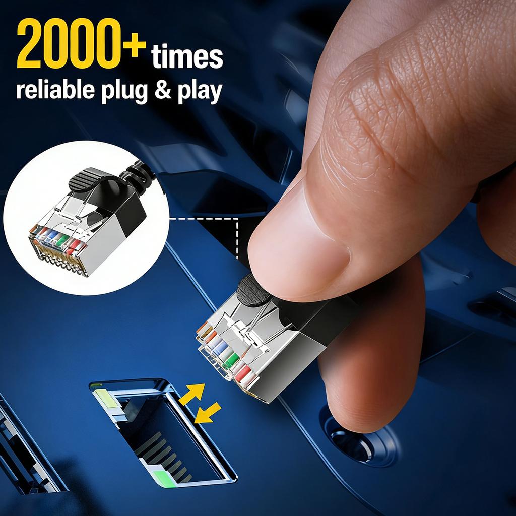 Flexible Ethernet Cable Cat6 RJ45 Cord 10 Gigabit Fast Speed Shielded Braided Networking Wire for PC Router Laptop Ethernet