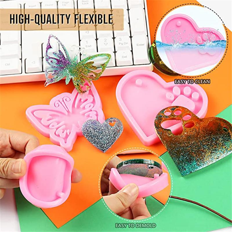Силиконовая форма в виде бабочки, сердечко, лапка, брелок, подвеска, формы с 2 кольцами для ключей для украшения торта из шоколадных конфет своими руками