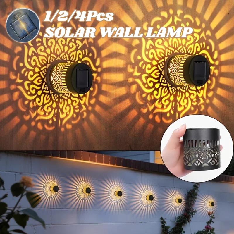 Уличные солнечные железные настенные светильники LED, проекционный бра в виде цветка дурмана, водонепроницаемая декоративная атмосферообразующая лампа для сада, вечеринки, патио, двора