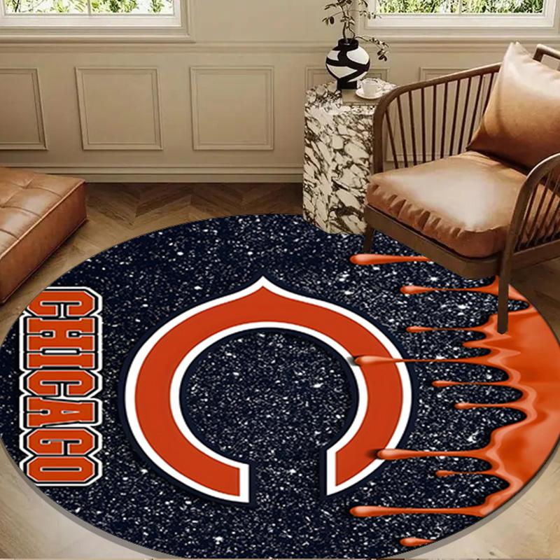 Круглый коврик с логотипом Chicago Bears, противоскользящий круглый ковер, коврик под стул Для гостиной, спальни, прихожей, домашний декор Подарок, Рождественские подарки