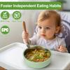 Stainless Steel Baby Bowls with Suction 2-in-1 Toddler Feeding Plates Heat-Resistant Spill-Proof Suction Bowls for Infant