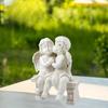 Angel Couple Statue,Cherub Sculpture Table Centerpiece Garden Resin Statue Lover Figurine for