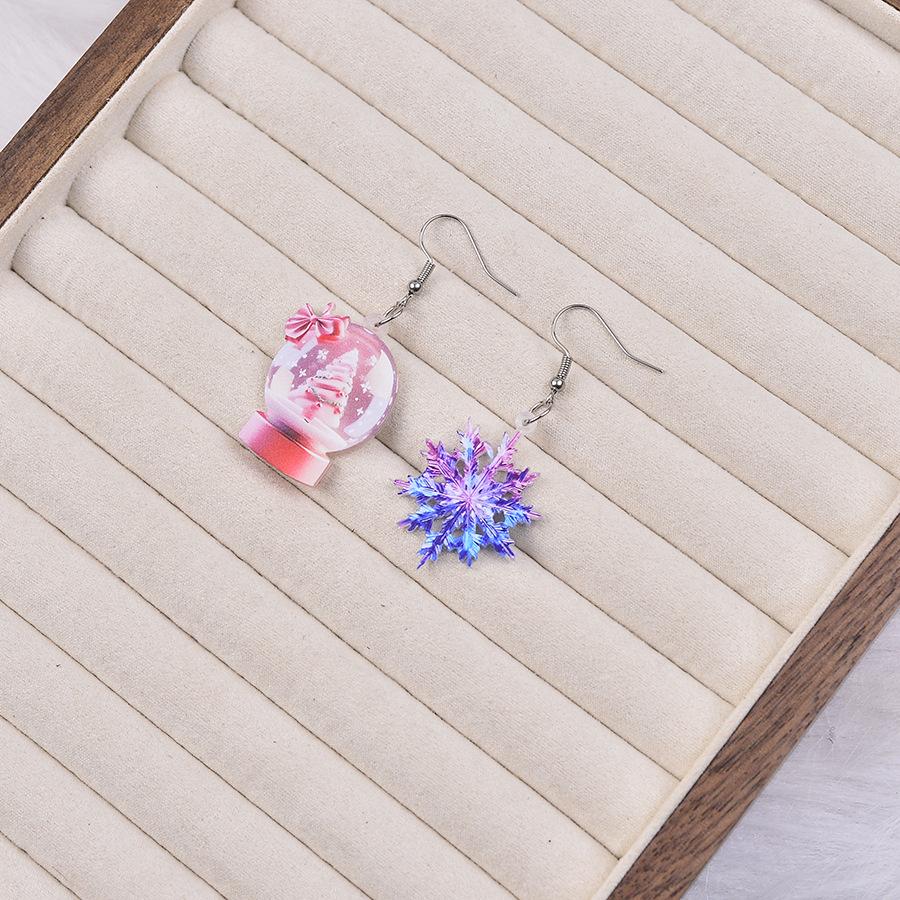 Gradient Snowflake and Reindeer Gnome Christmas Earrings