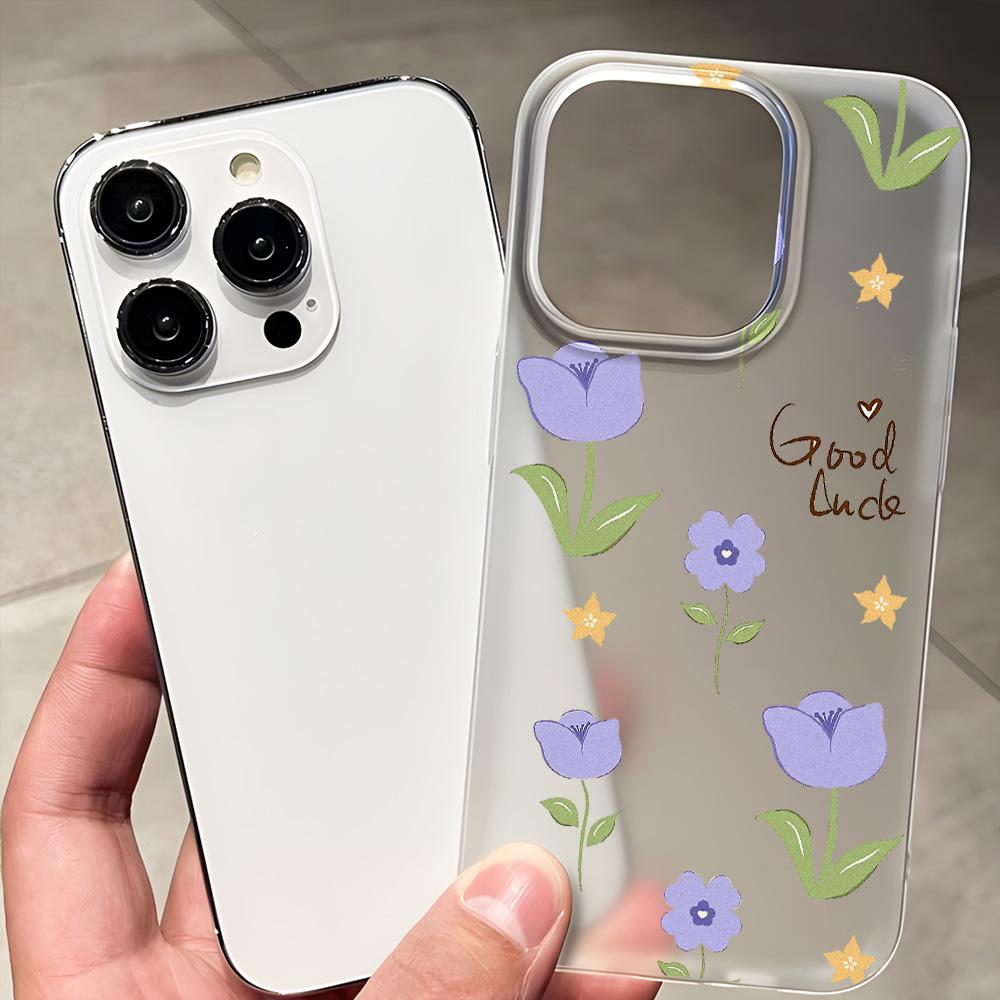 Чехлы для мобильных телефонов iPhone 11 13 15 Pro Max 12 14 Pro Max Чехол для iPhone 16 15 Plus 13 Pro 12 Матовая текстура с рисунком в виде мультяшных цветов