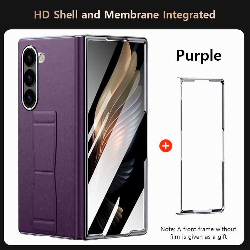 Кожаный чехол LANGSIDI для Samsung Galaxy Z Fold 6 Fold6 с магнитным ремешком на запястье и подставкой, задняя крышка с защитной пленкой