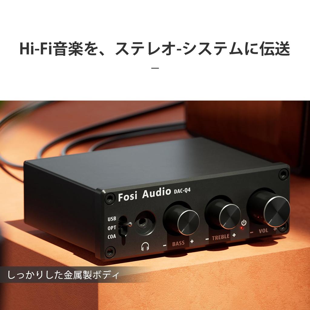Fosi Audio Q4 DAC Headphone Compact Mini Stereo Optical Compatible with and Home Active Speakers Amplifier, 24-Bit Digital, 192KHz,