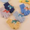 Детские перчатки Plus Velvet Dinosaur Gloves - теплые, с мультяшным мехом кролика для детей детского сада и начальной школы